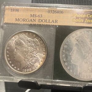 1898 $1 Morgan Silver Dollar MC in Case AU Beautiful toning##205111165571